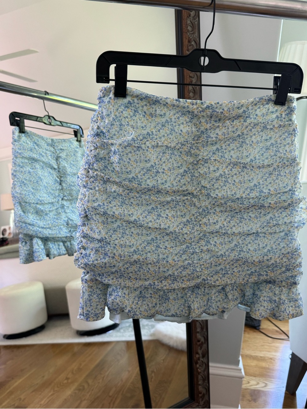 Lulu's Light Blue Floral Ruffled Mini Skirt